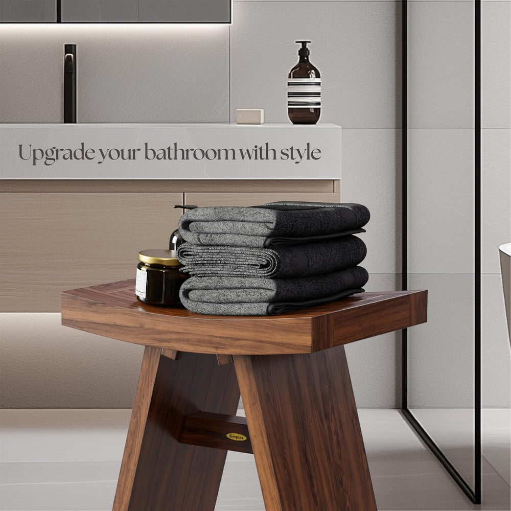 SIMPLEX 18 Inch Solid Teak Shower Stool, Indoor or Outdoor