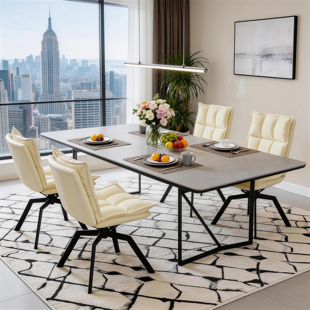 KEEZY Swivel Dining Chairs Set of 2, 360°AUTO Swivel Cat Scratch Resistant Fa...