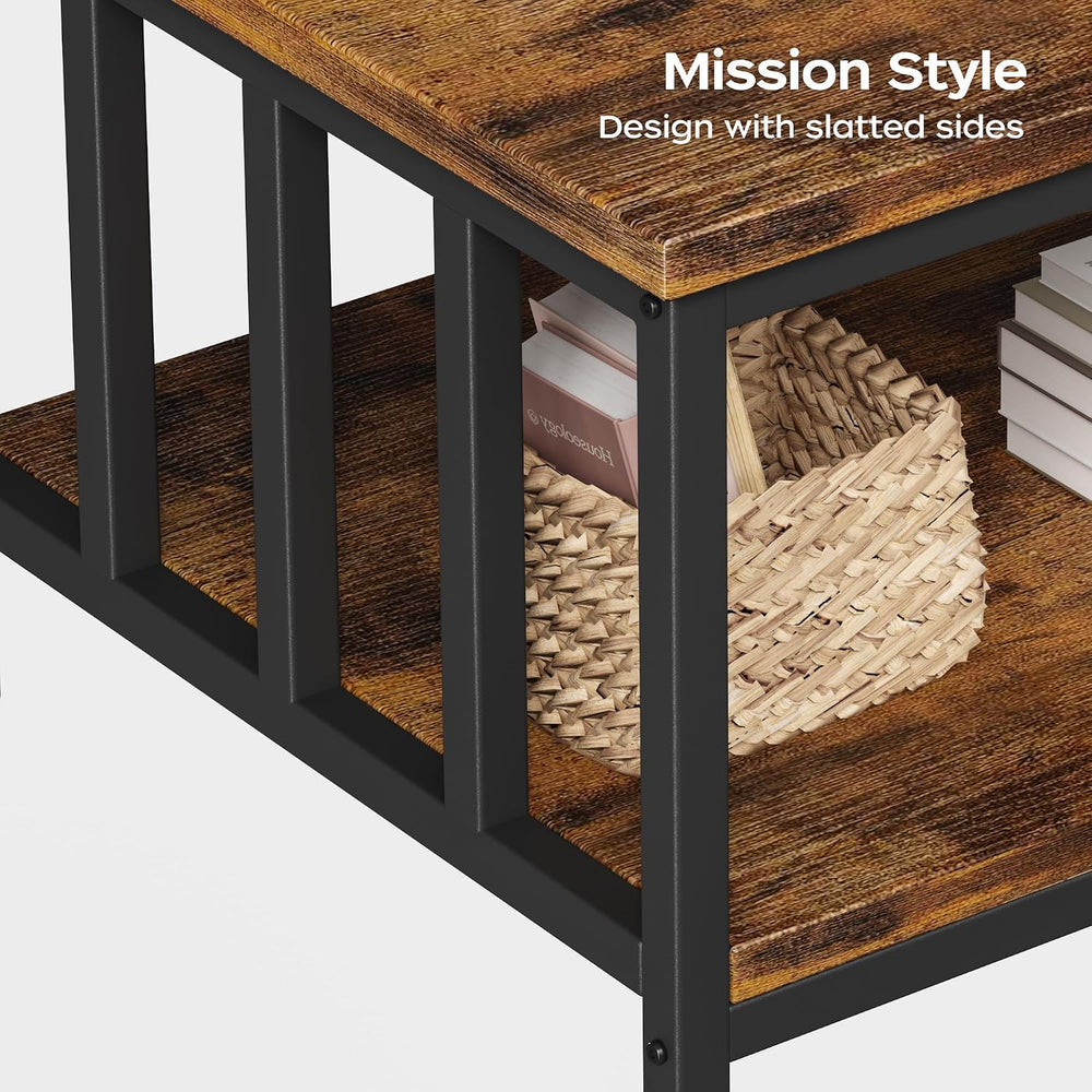 Homeiju Coffee Table for Living Room, Farmhouse Living Room Table with Slatte...
