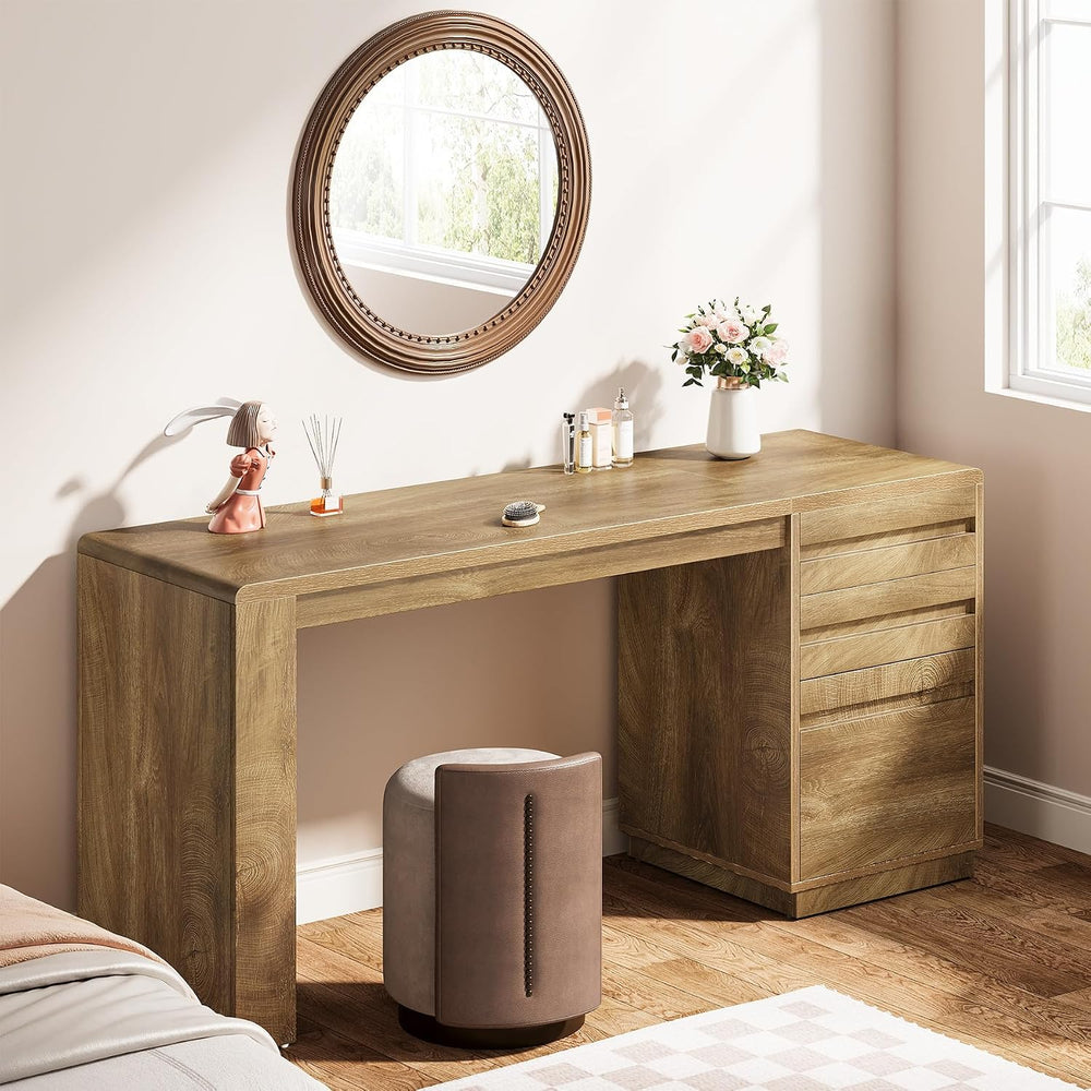 Tribesigns 55-Inch Computer Desk with 3 Drawers, Farmhouse Home Office Desk w...