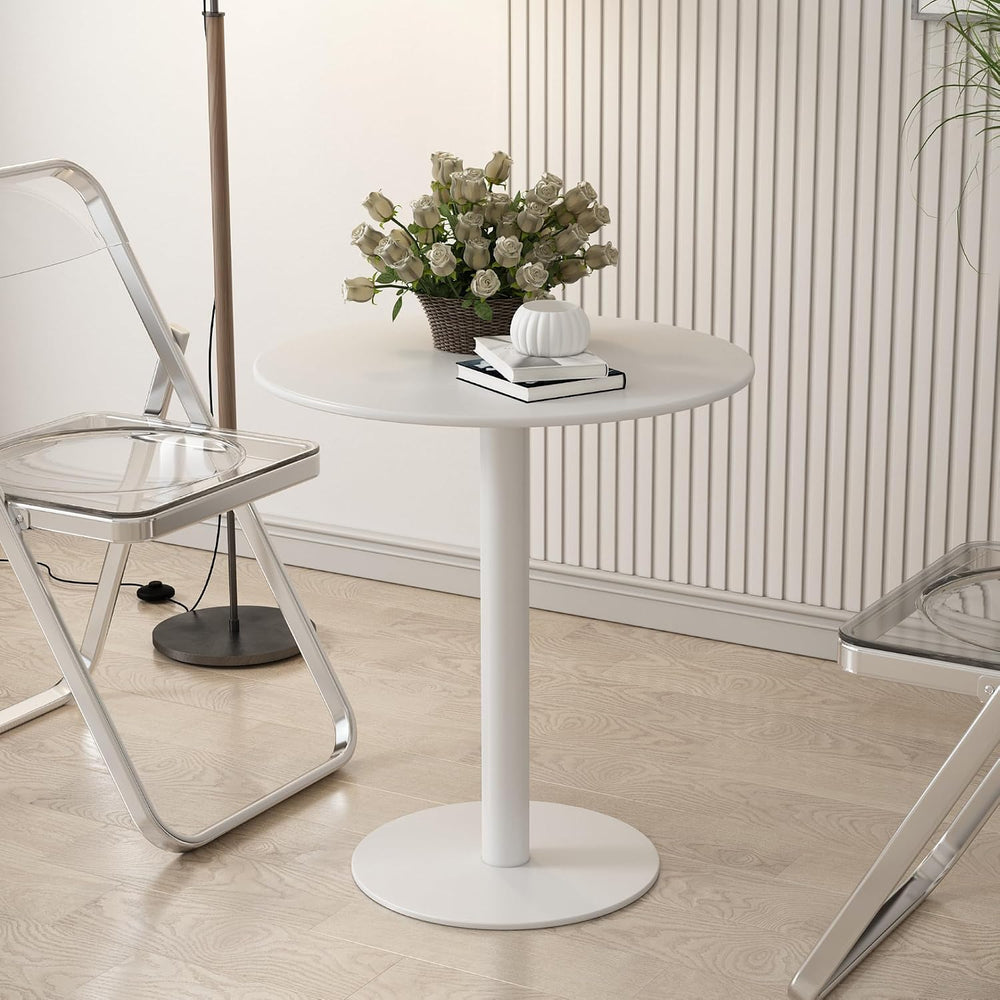Round Dining Table 24" Circle Tulip Table with Metal Thickened Tabletop ...