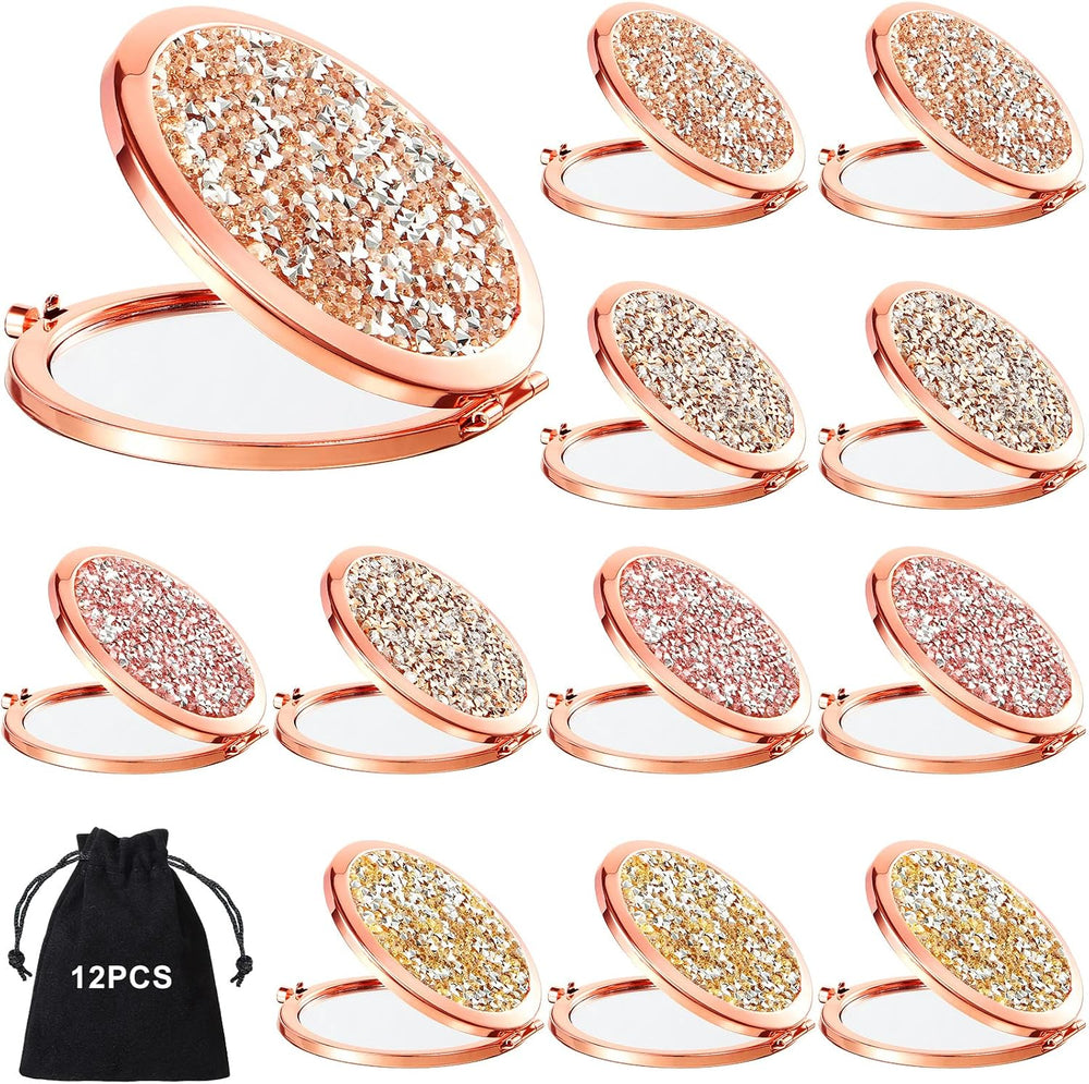 Cindeer 12 Pcs Small Compact Mirror Folding Pocket Makeup Round Hand Held Cos...