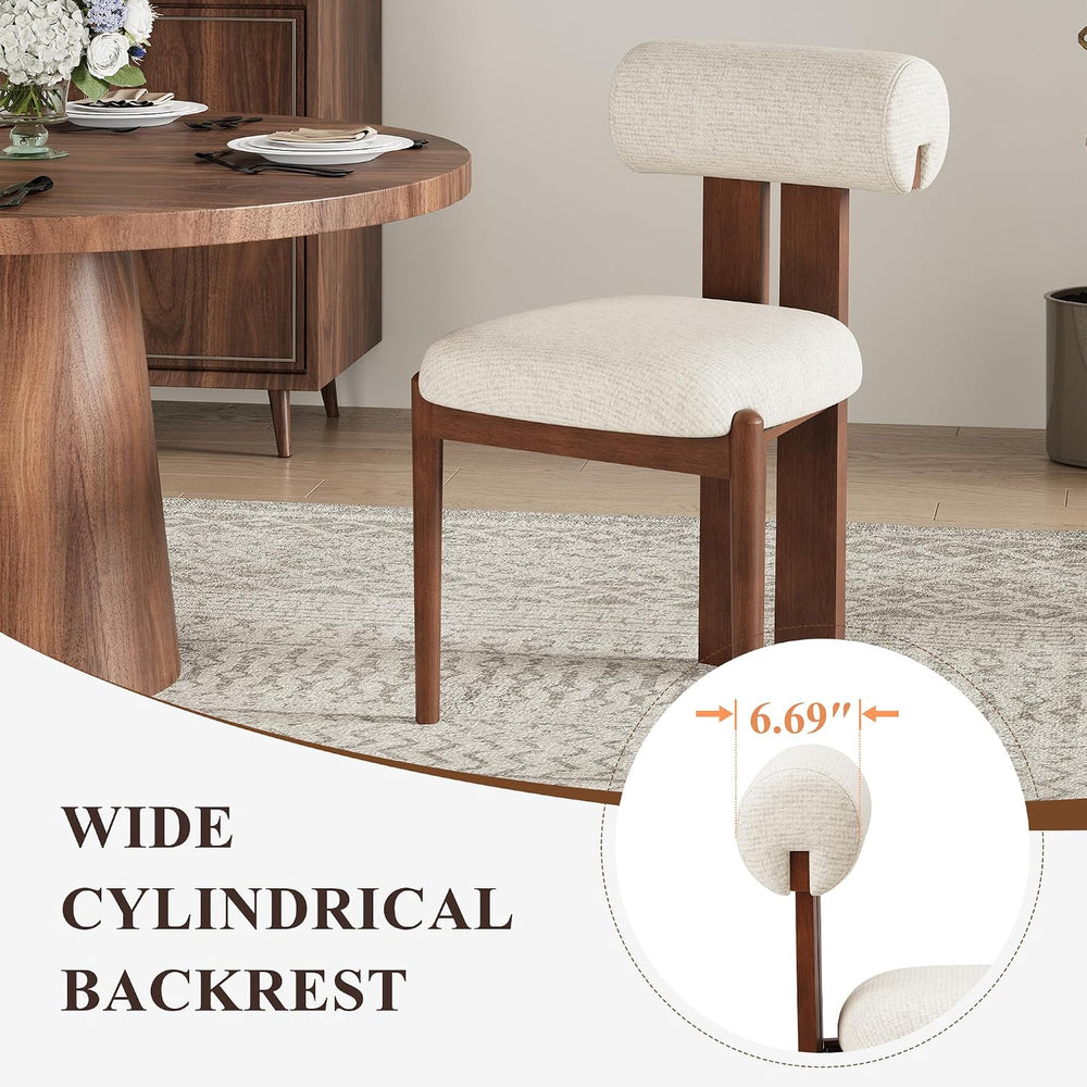 MALOL Upholstered Dining Chairs Set of 2, Wooden Kitchen Chair, Beige