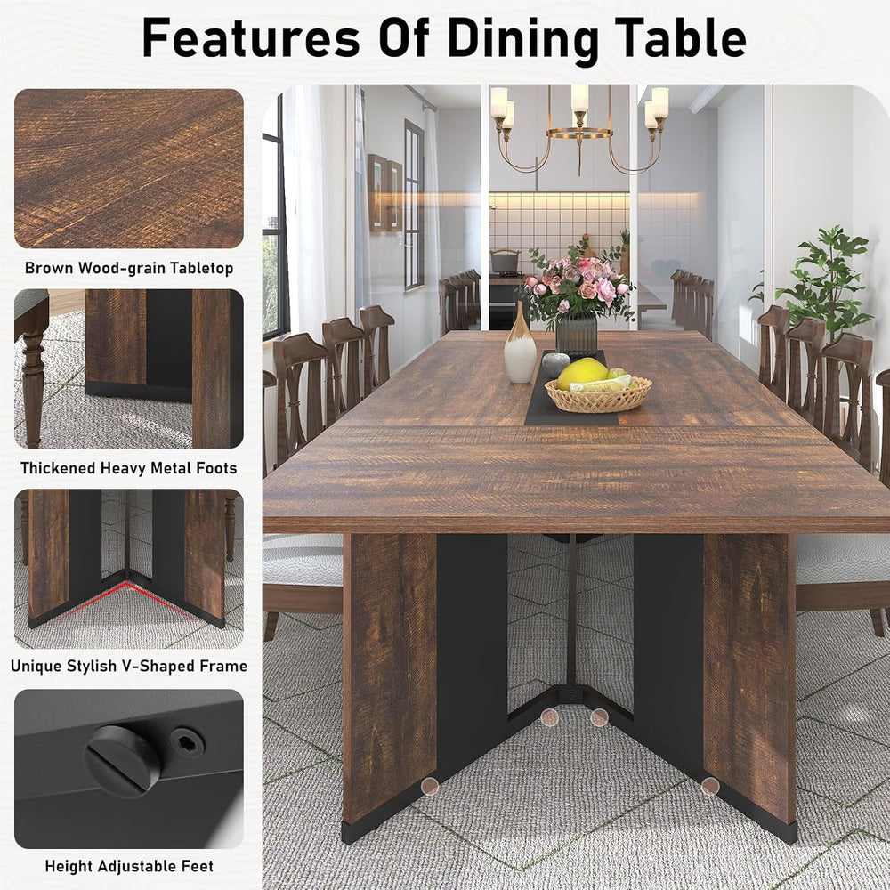 Hlivelood 94Inch Large Dining Table for 8 10 People,Wooden Rectangular Kitche...