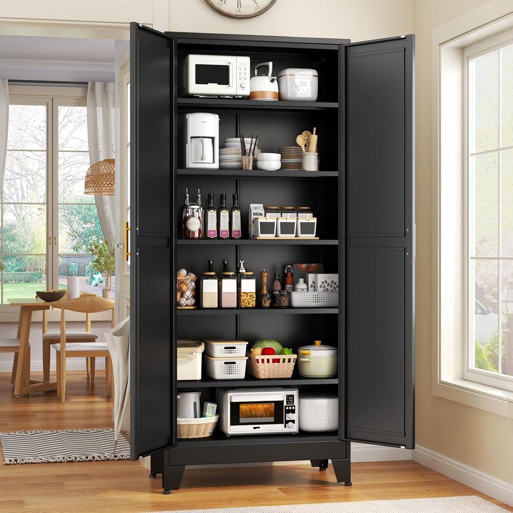 GAIOUS 75.2" Tall Storage Cabinet,Metal Pantry Storage Cabinets with 2 D...