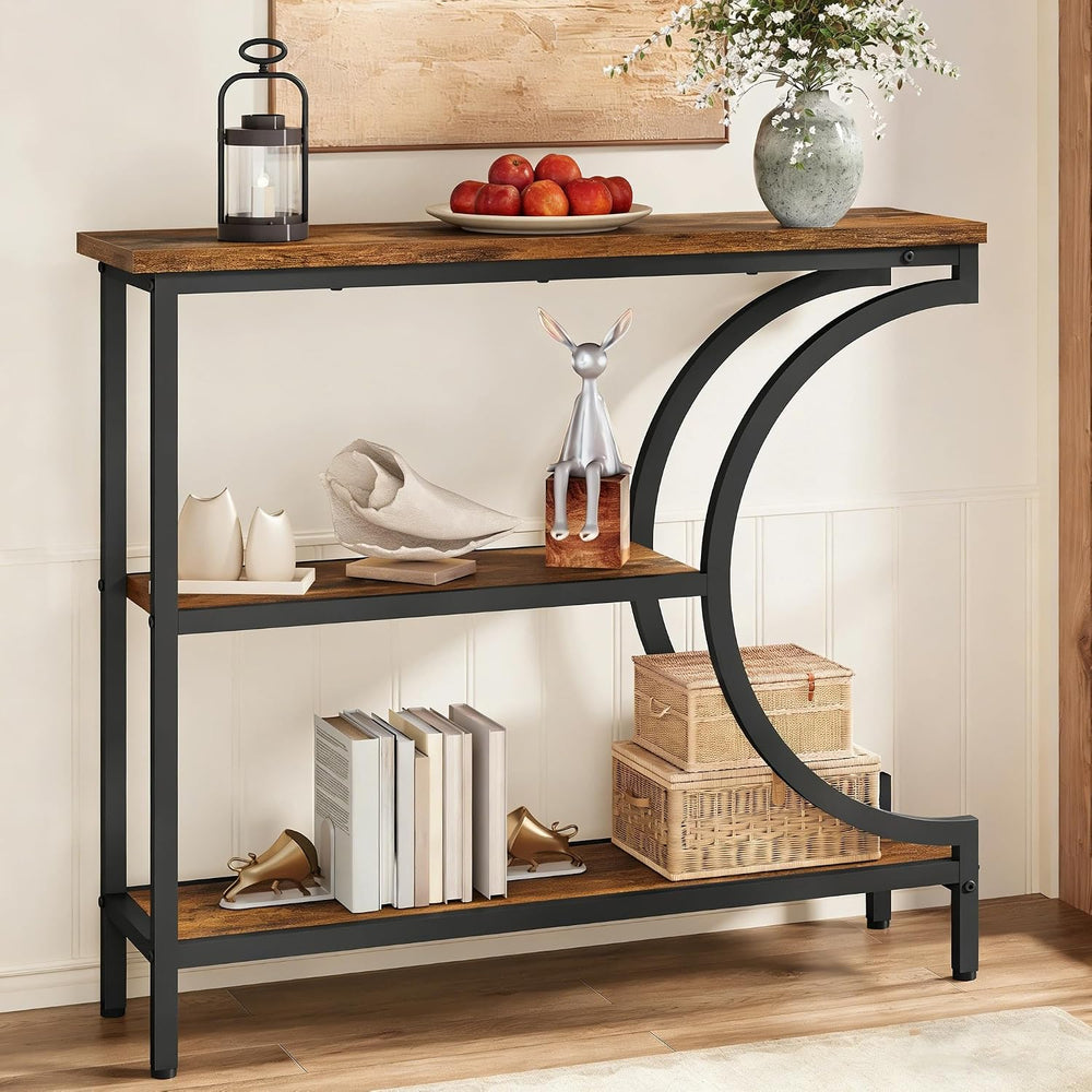 Hoctieon Console Table, 3-Tier Industrial Entryway Table with Storage, Hallwa...