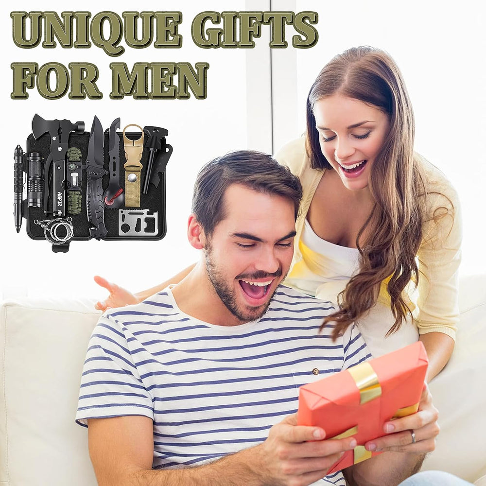 Gifts for Men Christmas Dad Husband Boyfriend Him, Survival Kits, 14 in 1 Sur...