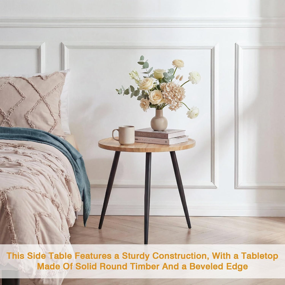 VECELO Modern Side Table, Round Small End Table, Exclusively Designed Hand-Cr...