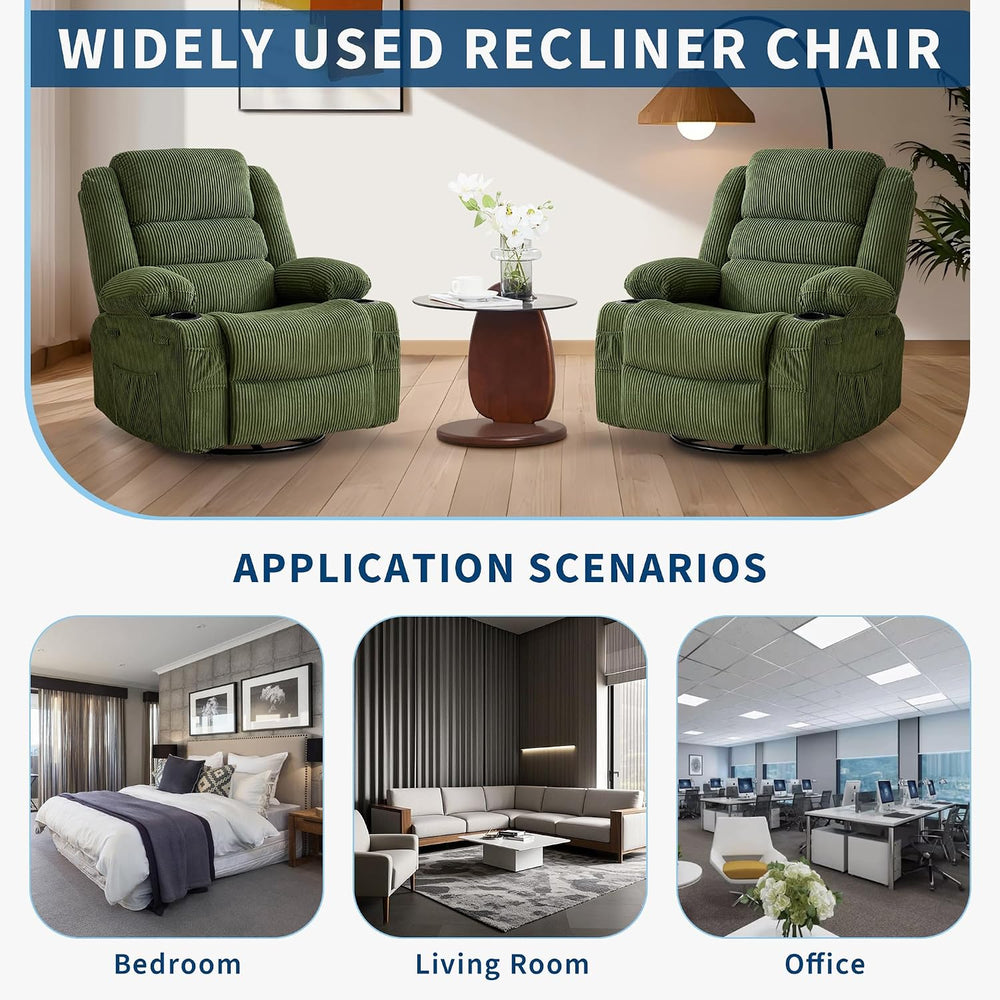 Garvee Rocking Recliner Chair for Adults Wide 360° Swivel Rocker Recliner