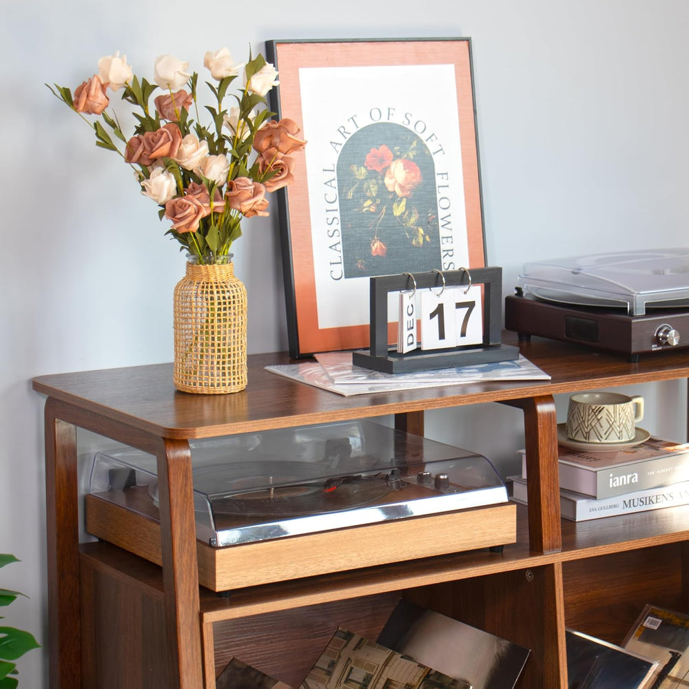 Mxtxmy Large Record Player Stand,with Open Storage Holds up to 300 Albums | M...