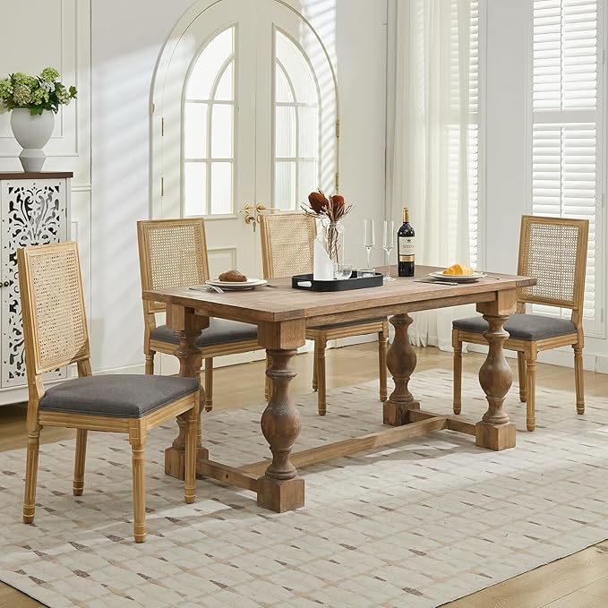 French Country Dining Chairs Set of 4, Grey Kitchen & Dining Room Chairs ...
