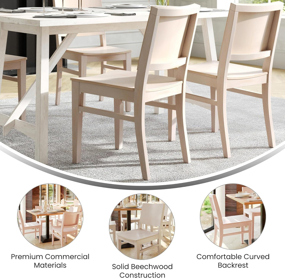 Flash Furniture Naples Commercial Solid Wood Dining Chair, Curved Backrest, S...