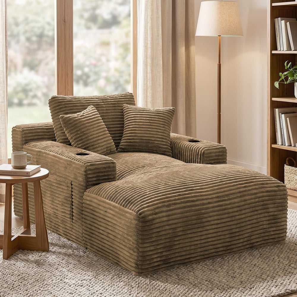 50"W x 76"D Oversized Chaise Lounge Chair Indoor Floor Reading Chai...