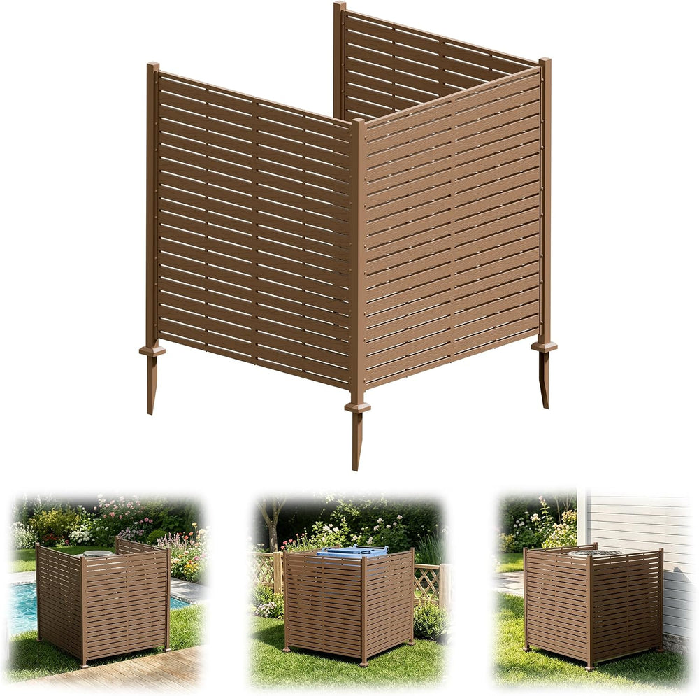 3 Panels Outdoor Air Conditioner Fence, 48" W X 51" H No-Dig Outdoo...