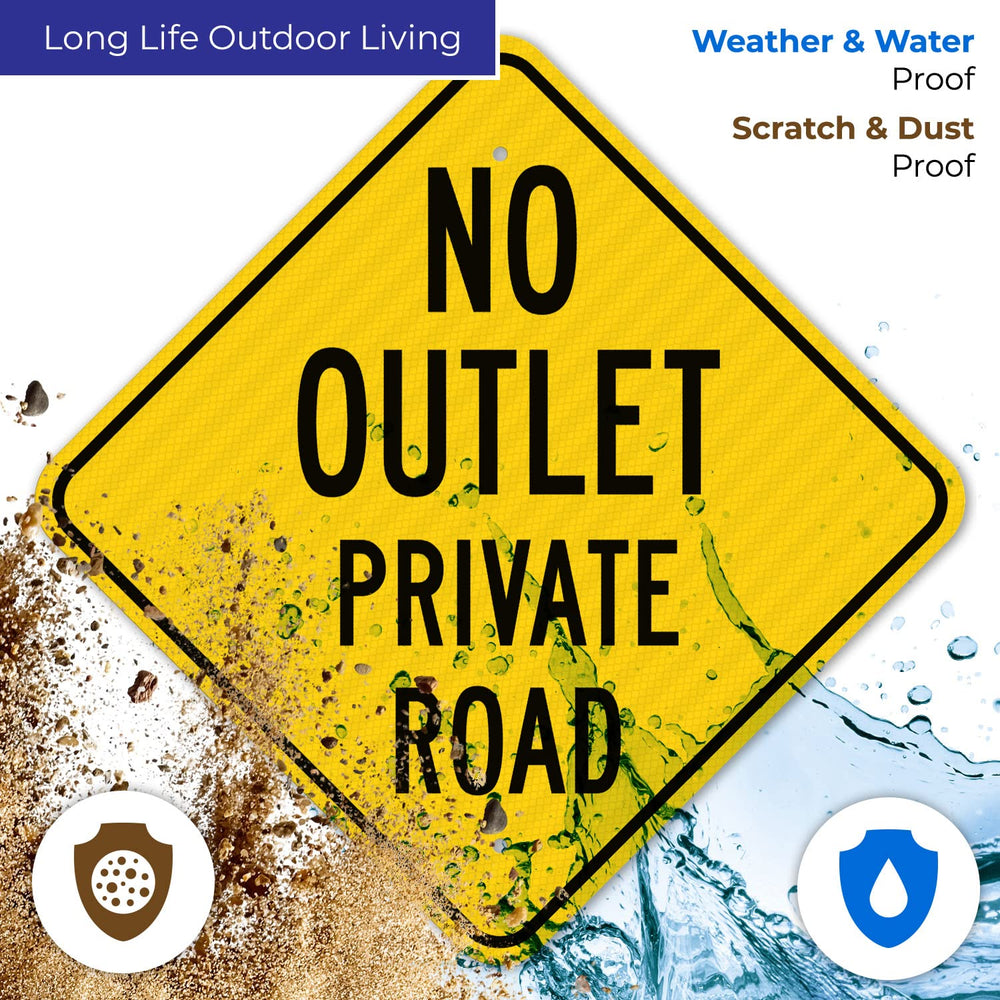 No Outlet Private Road Sign,