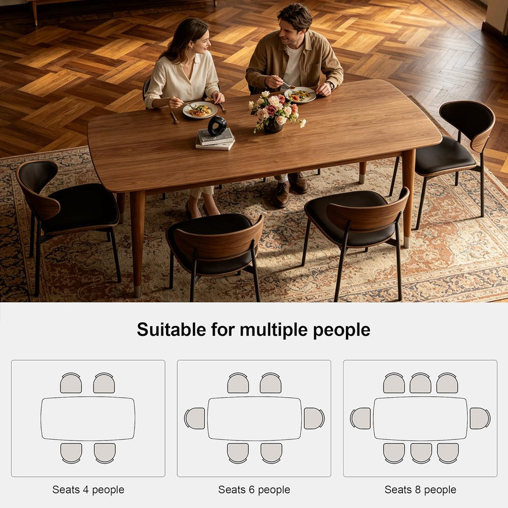 62.9" Solid Wood Dining Table for 4-6, Mid-Century Modern Rectangular Ki...
