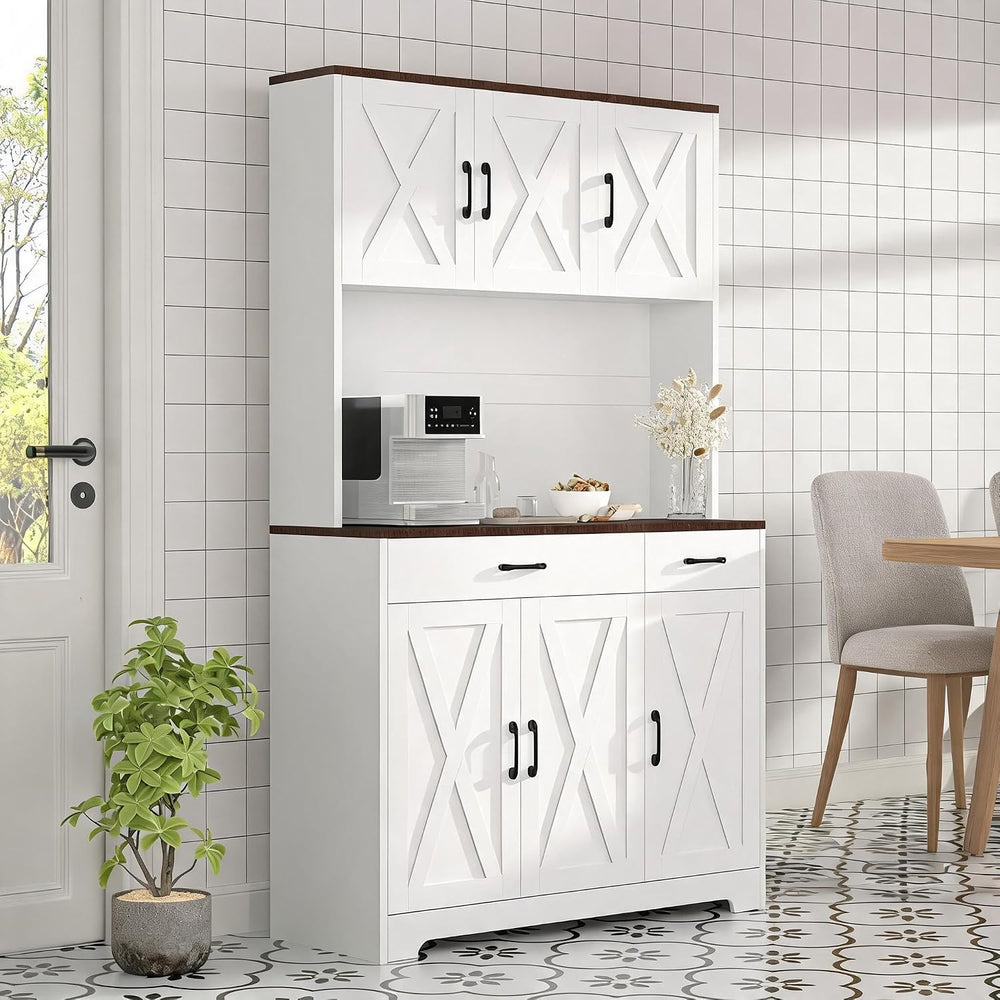 MDF 71in Kitchen Pantry Cabinet with Wine Rack,Freestanding Storage (3) | Stu...