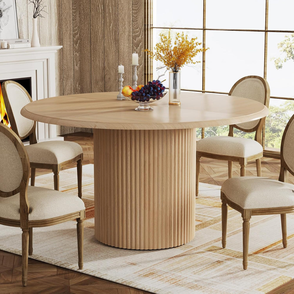 Tribesigns 47" Round Dining Table for 4, Farmhouse Kitchen Table with Me...