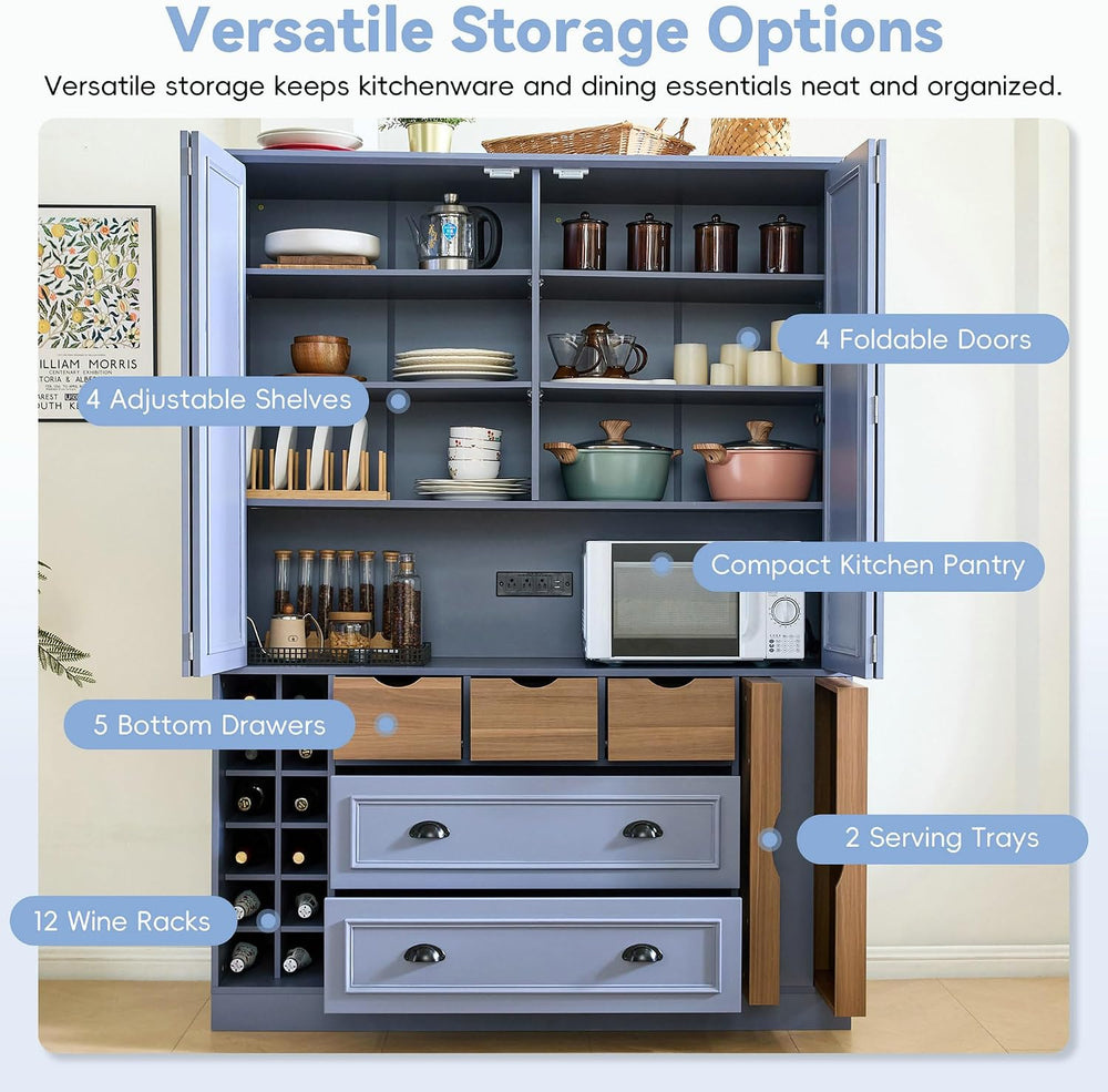 LUMISOL Farmhouse Kitchen Pantry Cabinet, 71" Tall Freestanding Storage ...