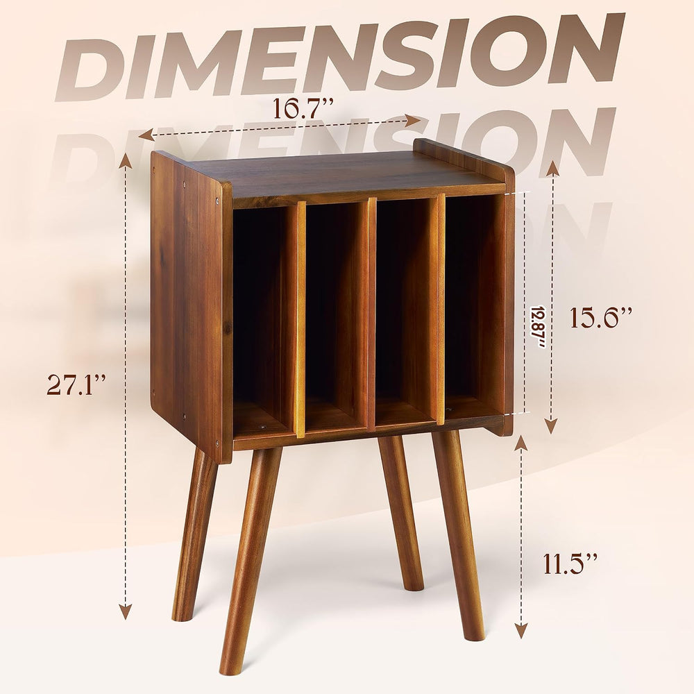 2BHOME Wooden LP Record Player Stand with 4 Cabinets, Holds up to 100 Vinyls,...