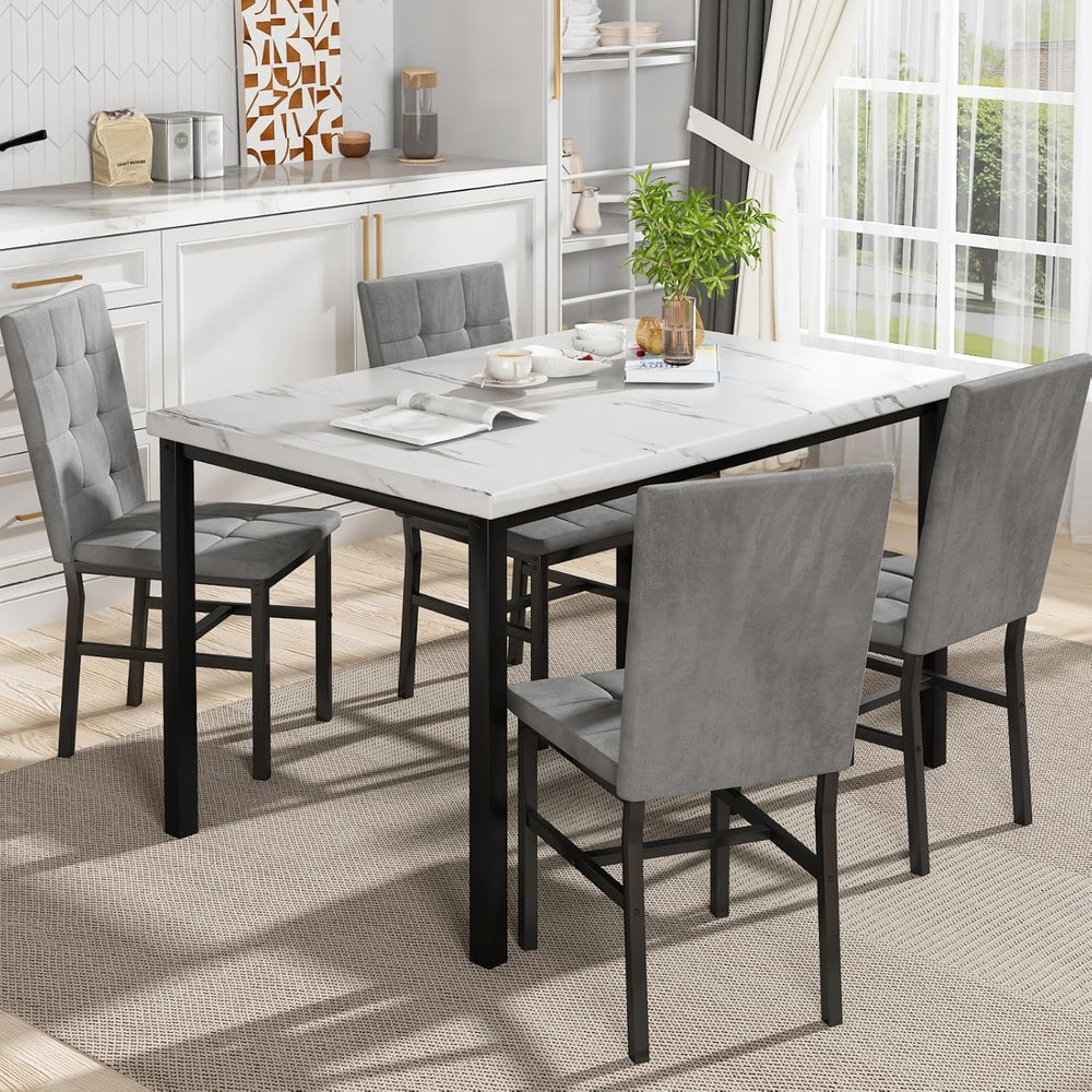Hooseng Dining Room Table Set 5 Piece Dining Table Set Marble Dining Table 4 ...