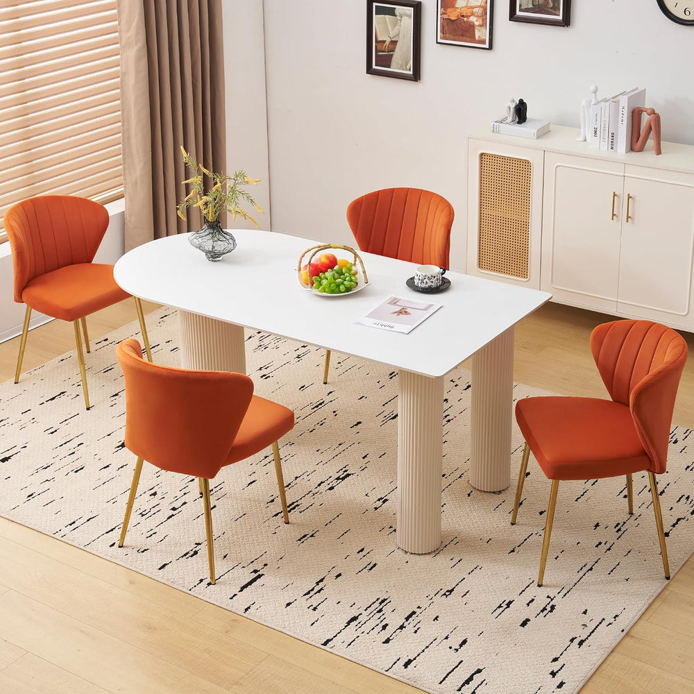 Velvet Dining Chairs Set of 2, Modern Upholstered Vanity Chairs with Golden M...