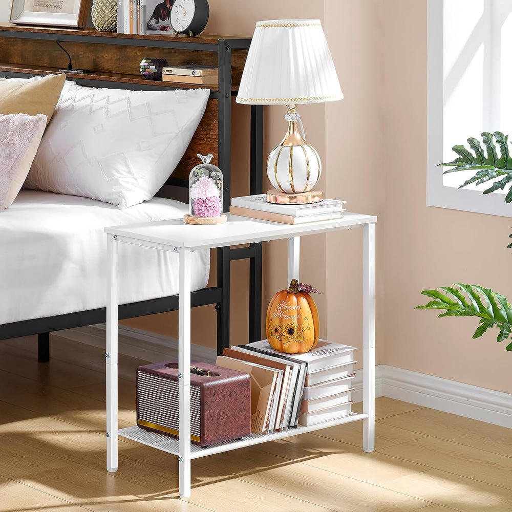 Hoctieon 2 Tier End Table, Sofa Side Table, Narrow Side Table with Storage, S...