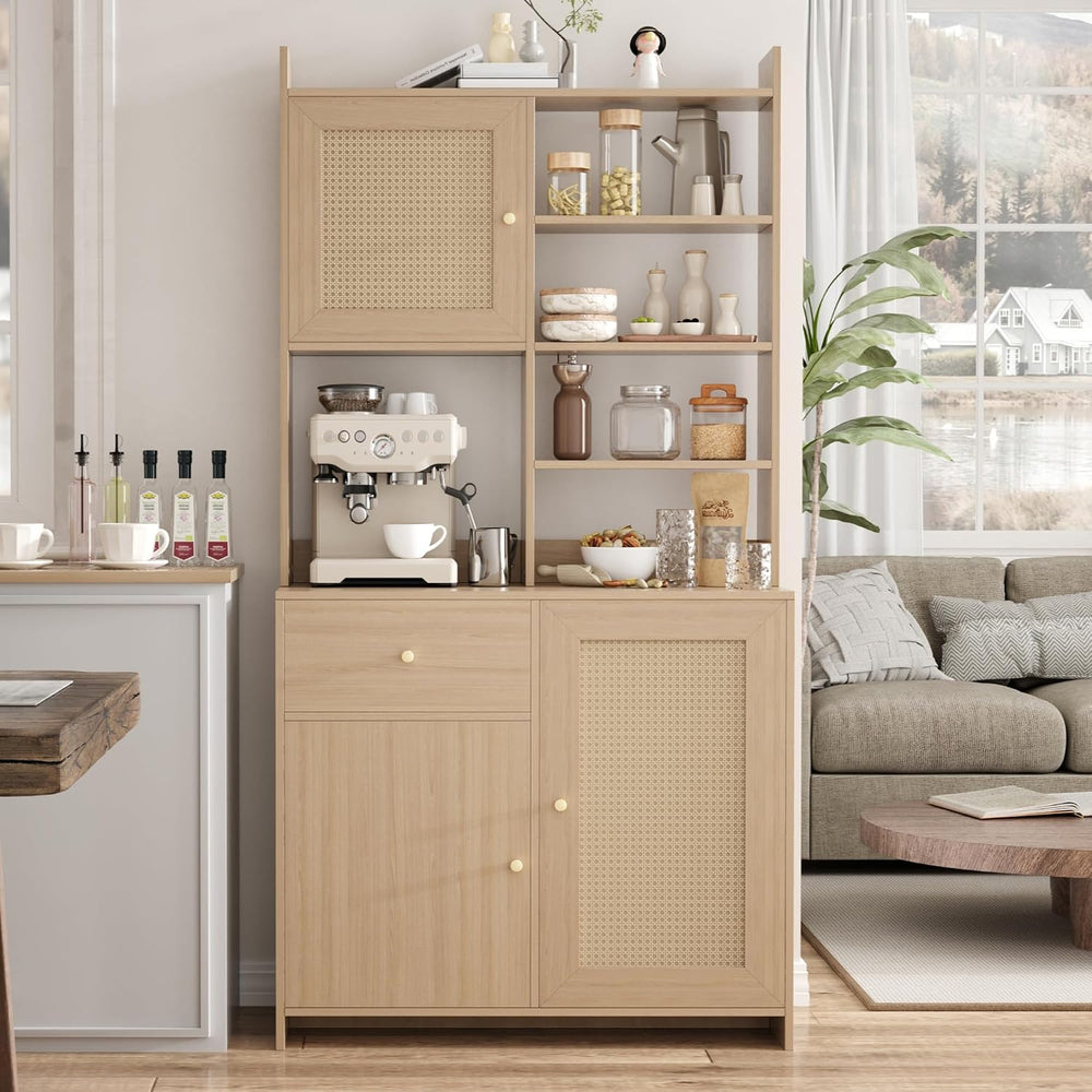 IDEALHOUSE Kitchen Pantry Cabinet with Adjustable Shelf, 71" Tall Storag...
