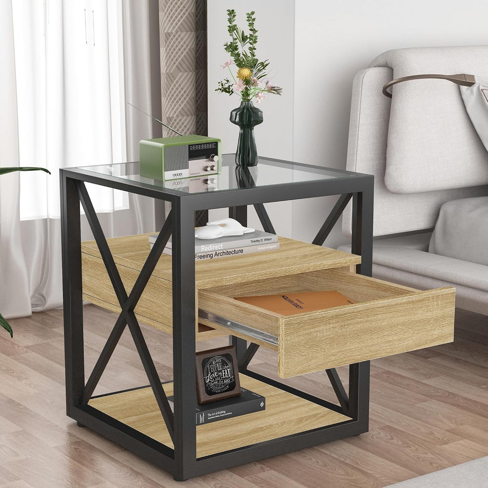 Bellemave 1 piece Small End Table with Drawer, Nightstand for Bedroom & L...