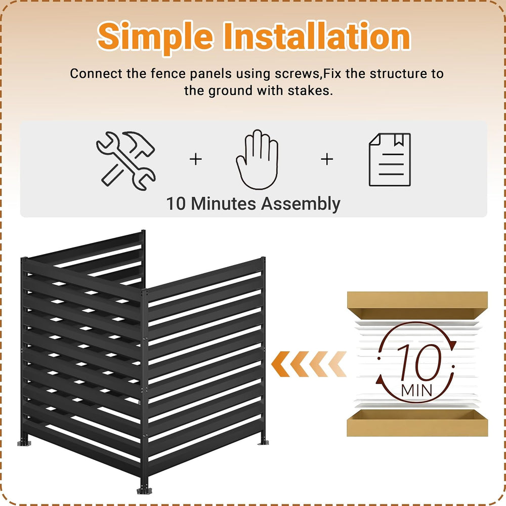 CJF 42" H x 38" W Metal Air Conditioner Fence, No Dig Outdoor Priva...