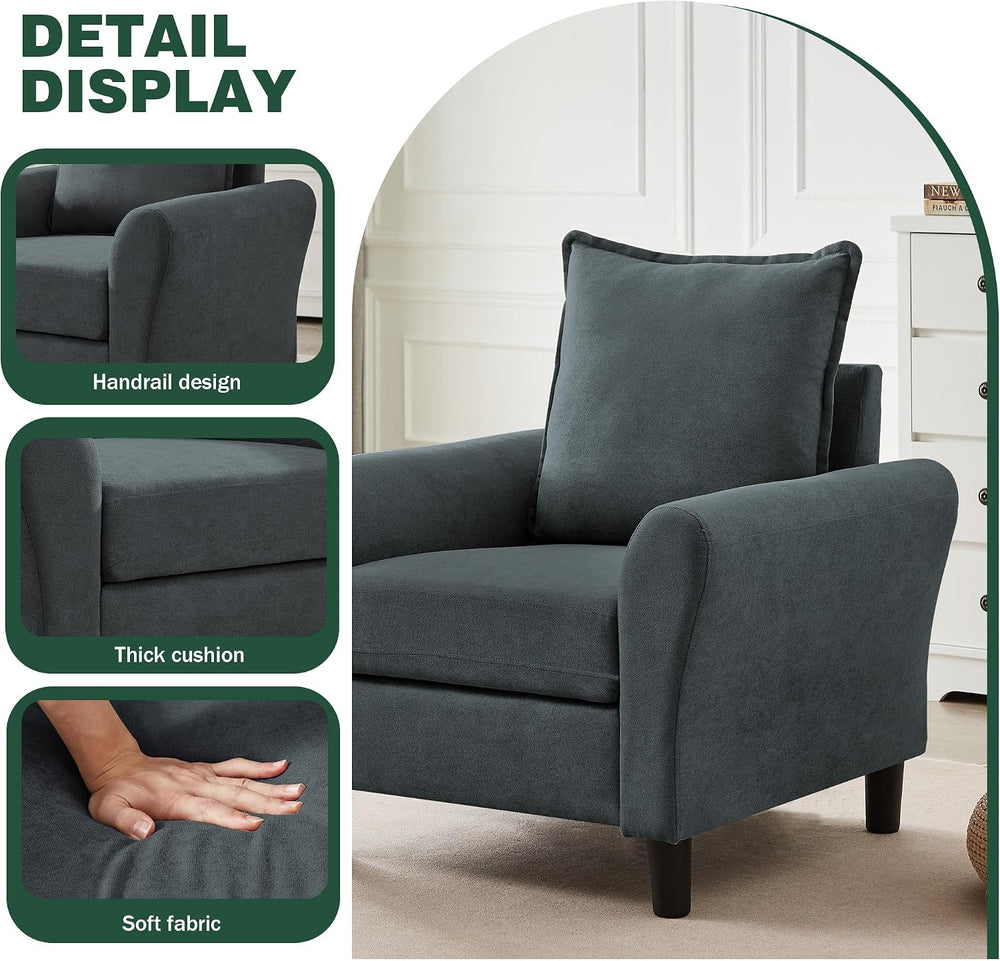79" Convertible Sectional Sofa Set, Modern Linen Small L Shaped Couch wi...