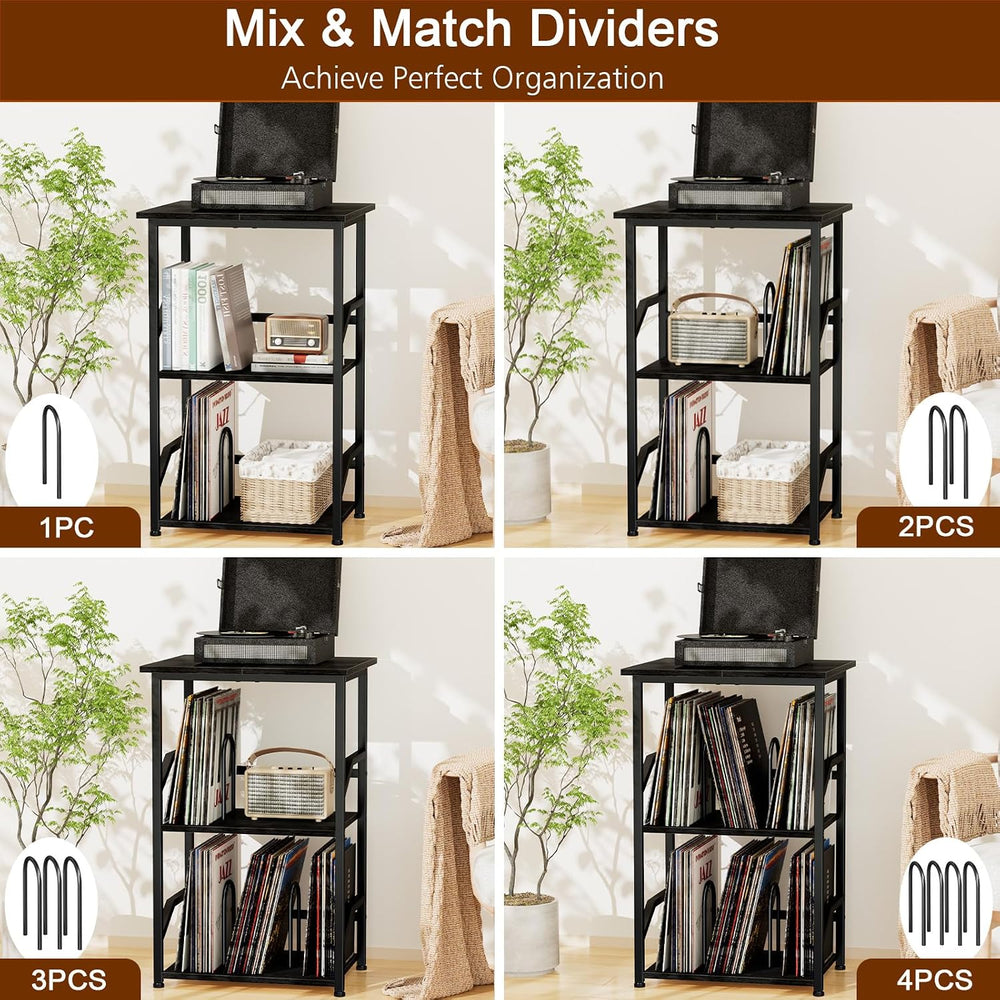 LOAKEKEL Record Player Stand, Large Vinyl Record Storage Up to 200 Albums | 3...