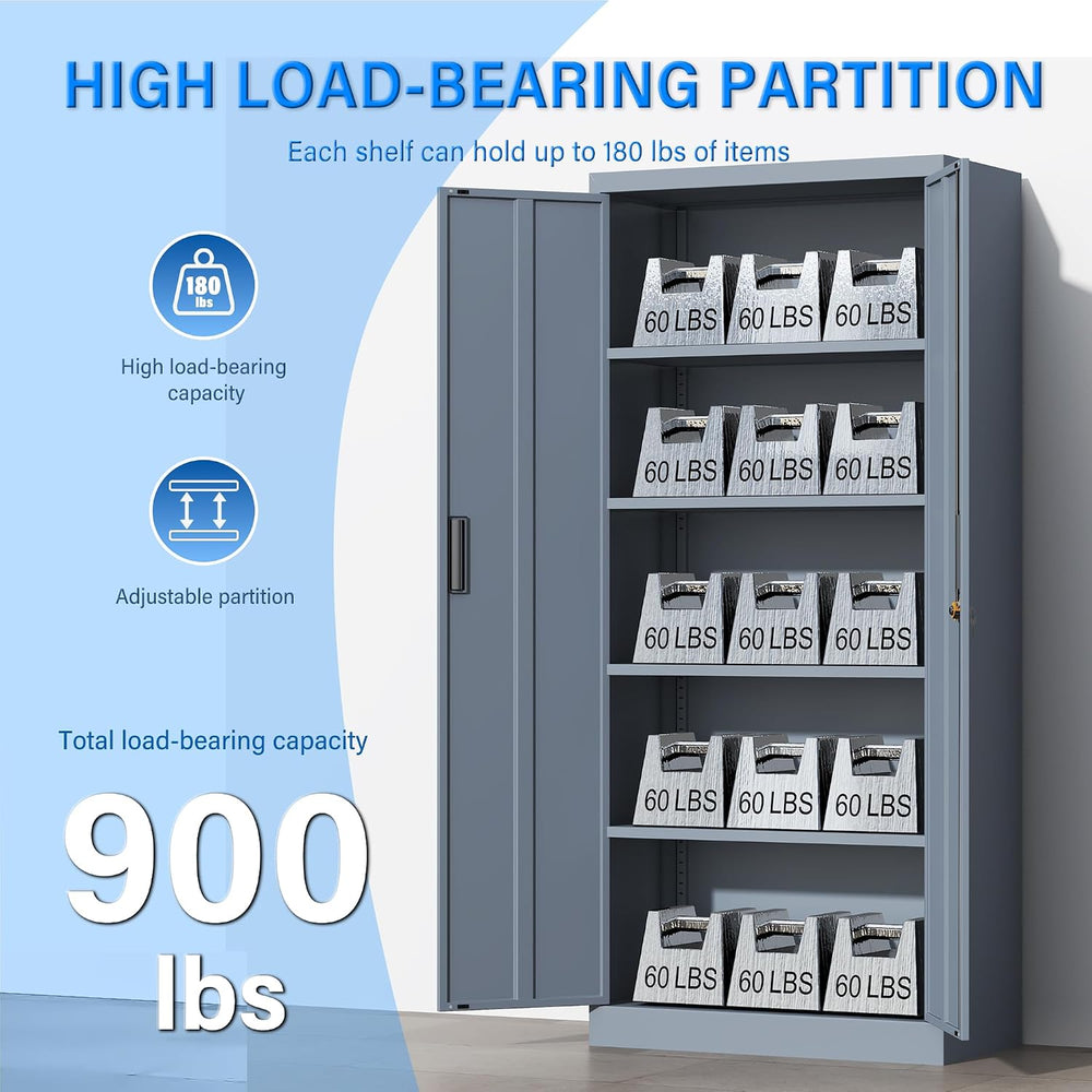 BESFUR Metal Storage Cabinet, 71" H Steel Locking Storage Cabinet with 2...