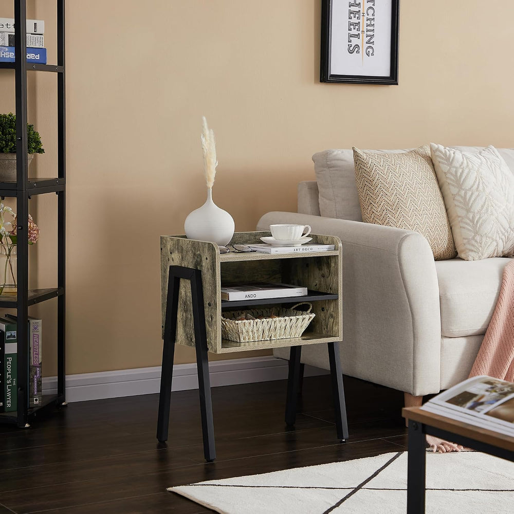 VECELO Nightstand Set of 2,Industrial Side Table End Table,Stackable Accent T...