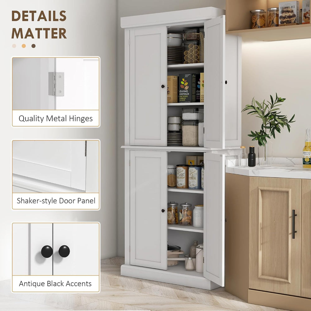 HOMCOM 72.5" Tall Kitchen Pantry Cabinet, Freestanding Modern Farmhouse ...