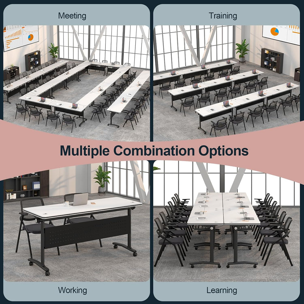 Conference Tables On Wheels,6 Pack Modular Folding Conference Room Table Mobi...