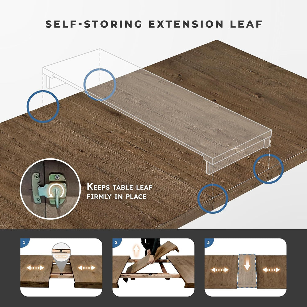 Lexicon 84-102 Inch Extendable Dining Table for 4-8 People, Large Rectangle W...