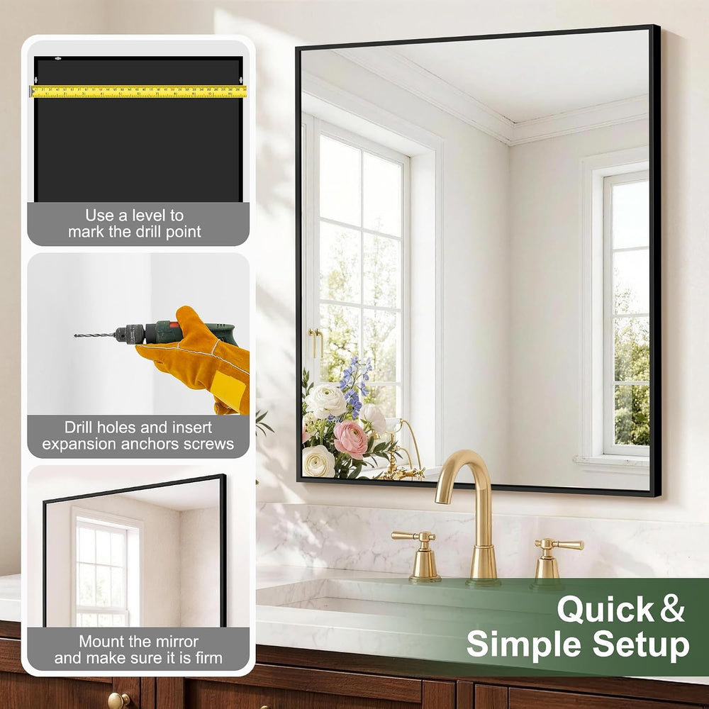 Bathroom Mirror for Wall, 2 Pack 30”x36” Vanity Mirrors,Black