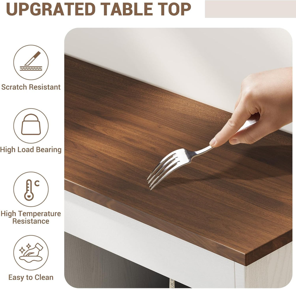 Tall Kitchen Pantry Cabinet with Glass Doors and Hutch, 70.9'' Storag...