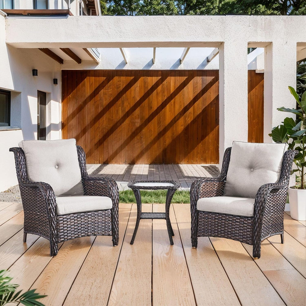 Belord Outdoor Furniture Set Patio Wicker Chairs, 3 Peices Porch Rattan Furni...