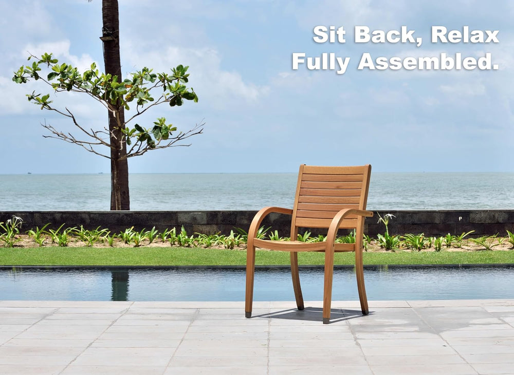 Amazonia Berlin 9-Piece Teak Finish Rectangular Extendable Patio Dining Set