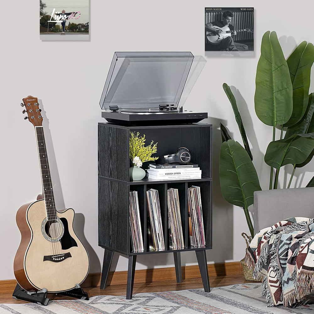 Lerliuo Record Player Stand, Black Turntable Stand Holds up to 160 Albums | M...