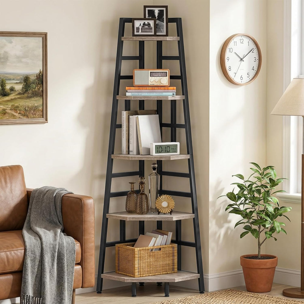 CHOEZON 70.1-Inch 5-Tier Tall Corner Shelf, Narrow Bookshelf for Small Spaces...