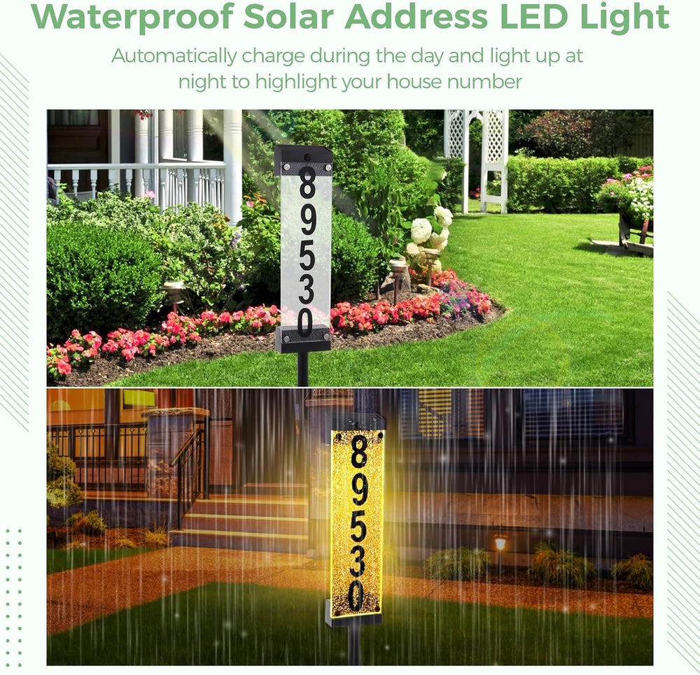 Waterproof Solar Powered Address Light, Acrylic Solar House Number LED Light,...