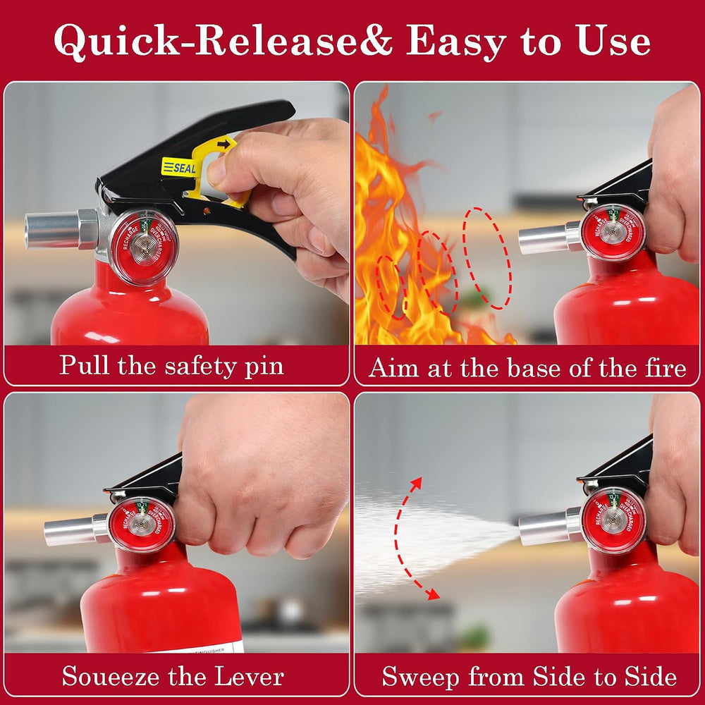 6-Pack Fire Extinguisher for Home, 2.5 lb 1-A:10-B:C Rated Dry Chemical Fire ...