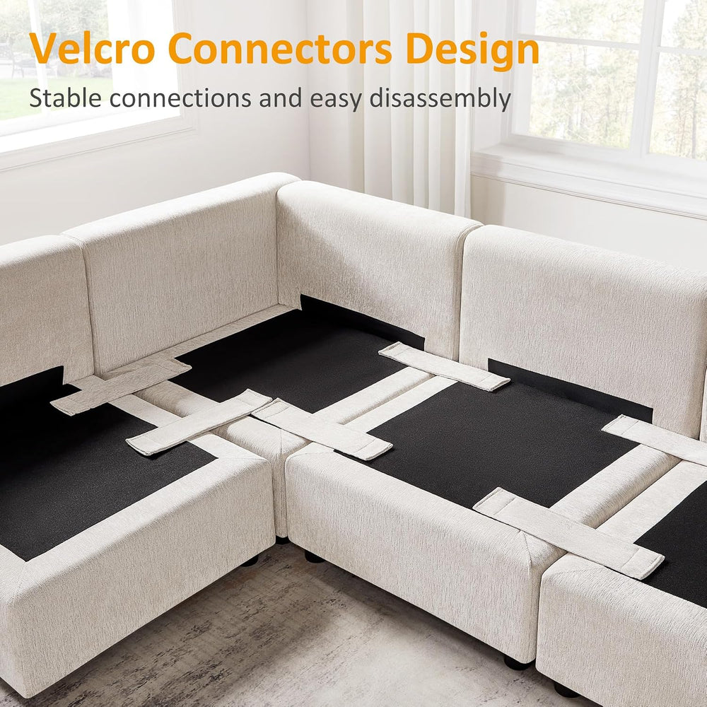 VANOMi Upholstered Square Modular Ottoman for Modular Sectional Sofa, Ottoman...