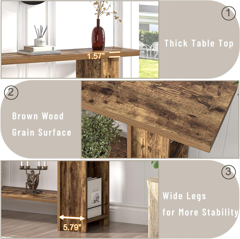 FOLUBAN Console Table for Entryway, Farmhouse Sofa Table with Side Storage fo...