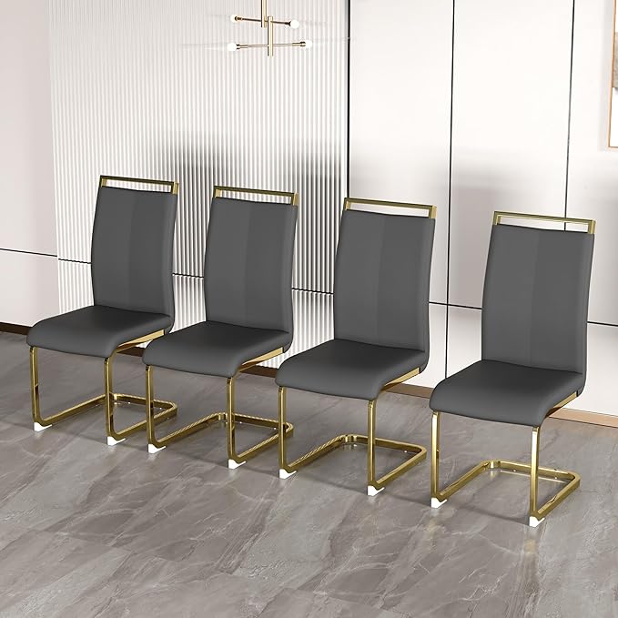 AZmac Modern Leather Dining Chairs Set of 4,Armless Kitchen Chairs,Dining Roo...