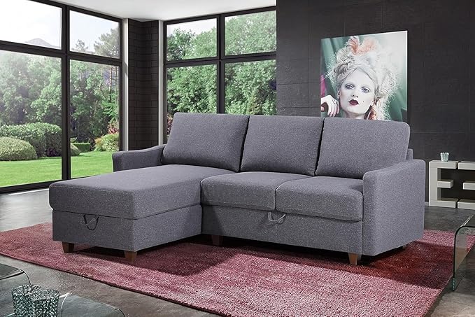 Container Furniture Direct Sectional Sofa with Storage – Modern Upholstered L...