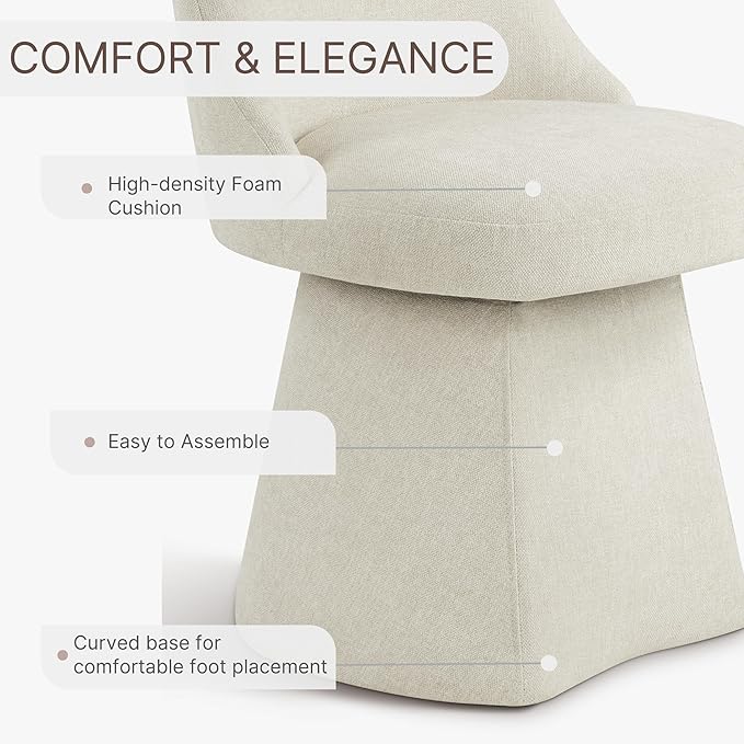 Swivel Dining Chairs Set of 1, Upholstered Mid Century Modern Deskchair with ...